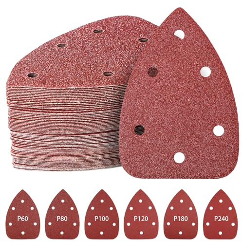 SORAKO Deltaschleifer Schleifpapier,60 StüCk 6-Loch-Klett Mit KöRnung 60/80/100/120/180/240.Geeignet Zum Polieren Von OberfläChen Verschiedener Materialien Wie Holz,Kunststoff Usw