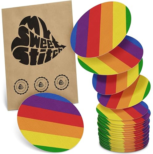 MySweetStitch 25 Fixierpflaster für CGM-Sensoren rund Pride | Hilft gegen vorzeitiges Ablösen, wasserfest und schnell trocknend, hautfreundlich, bis zu 15 Tage Halt