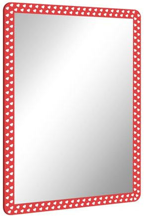 TSKDKIT Self Adhesive Wall Mirror 40 x 30 cm Acrylic Mirror with Heart Pattern, No Drilling Stick on Mirrors for Walls, Bathroom, Wardrobe Door, Dressing Table, Hallway, Bedroom