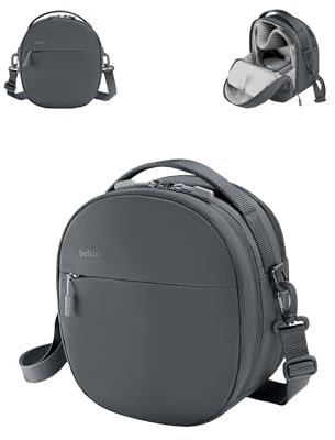 Belkin Travel Bag für Apple Vision Pro und Zubehör, Reisehandtasche mit verstellbarem Riemen zum Verstauen von Zubehör wie Apple Vision Pro Batterie, Ladegerät, Kopfgurt; AirTag Fach, kompaktes Format