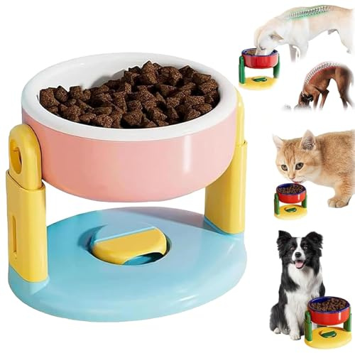 Liftable Suction Cup Pet Bowl, regolabile Height Food and Water Dish for Cat Dog, Dog Non-Skid & Non-Spill Food and Water Dish, Cat Easy to Clean Durable Design Feeder (rosa, 1 pezzo)