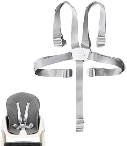 Azlanway 5-Punkt Sicherheitsgurt für Hochstuhl & Buggy, Verstellbarer Kindergurt Universal für Kinderhochstuhl & Kinderwagen, Leicht & Tragbar, Stabile Schnalle, Einfach zu Montieren