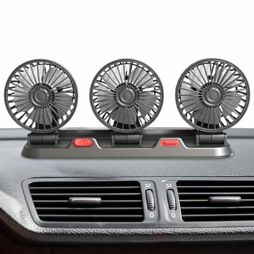 Jubilofex Ventilateur automatique,Ventilateur à trois têtes pour camions - USB/12 V/24 V, 2 vitesses, ventilateur silencieux de voiture pour camion, voiture, SUV, camping-car, tente de