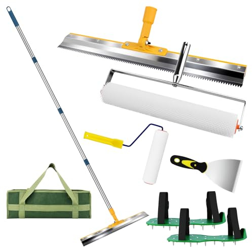 Selbstnivellierendes Zementwerkzeug-Set, Bodenbeschichtungswalzen-Set, Epoxid-Bodenbelag-Werkzeugset, Bodennivellierwerkzeuge mit robuster Canvas-Tasche