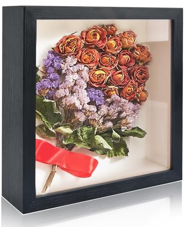 3D Shadow Box Frame for Filling 22.5x22.5cm,Deep Picture Frame for Filling Objects up to 6.6cm,Deep Frame Display Box for Wall Hanging or Desktop,Black