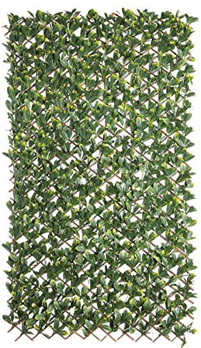 LOLAhome Celosía Extensible con seto Artificial Premium Laurel de 2x1 m | Realista y Natural, Alta Ocultación, Tratamiento UV, No inflamable, Transpirable | para Jardín, Balcón, Terraza o Piscina