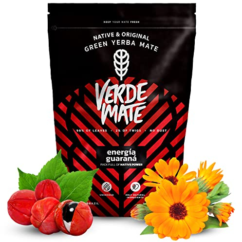 Verde Mate Green Energia Guarana 0,5 kg | Anregende fruchtige Yerba Mate mit Guarana 500 g | Mildes Aroma | Natürliches Koffein | Yerba Mate Tee aus Brasilien | 500 g