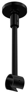 INTERDECO Gardinenstangen Deckenträger, aus Metall, Schwarz, Halterung für Vorhangstangen 20 mm und Innenlaufstangen, Deckenabstand 13 cm, kürzbar, zur Deckenmontage, Typ 1120233