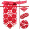 Quinnyshop Weihnachtsstern Poinsettie Winter Stickerei Tischdecke Mitteldecke ca. 60 cm Rund Polyester, Rot