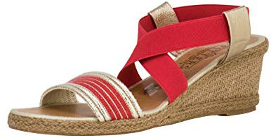 Fitters Footwear That Fits Dames Sandale Leonie synthétiques Sandale avec Semelle en Raphia et lanière en Textile (43 EU, Corail)