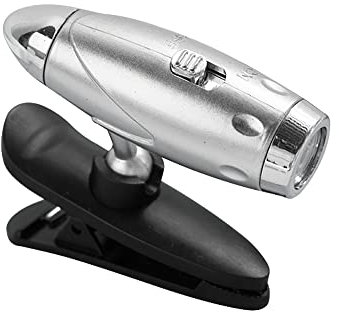 Supertool Mini-Leselampe mit Clip, faltbar, Mini-Lampe, Kugel, LED, augenschonend, silberfarben, drehbar, 360 Grad, weiches weißes Licht, Lampe auf Schreibtisch, Bett, Buch (1 Stück)