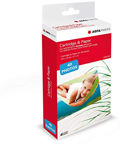 AGFA PHOTO - Cartouche et papiers photos format 10 x 15 cm - AMOC - Compatible AGFA PHOTO Realipix Moments et KODAK PD450, PD460, PD480 et PD450WIFI