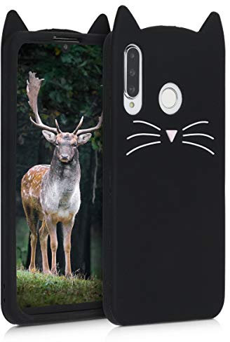 kwmobile Schutzhülle kompatibel mit Huawei P30 Lite - Hülle Handy - Handyhülle - Silikon Cover Case Katze Schwarz Weiß