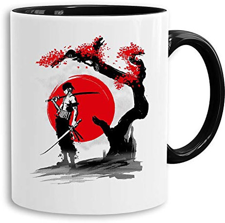 Red Sun Zoro - tasse à café Mug cadeau Son Ruffy Luffy Zoro Saitama One Dragon Master Goku Ball Vegeta Zoro Piece Db, Farbe2:Blanc