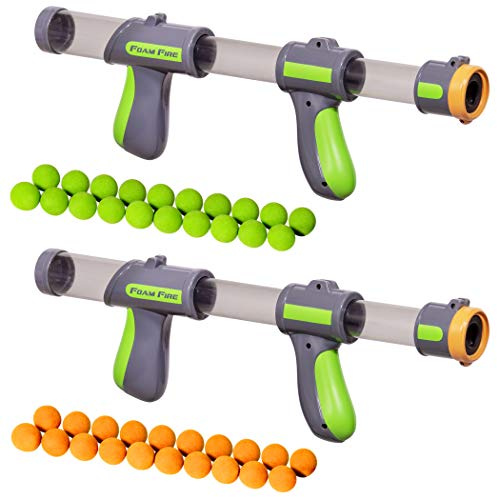 GoSports Official Foam Fire Blasters 2 Pack Toy Blasters & Replacement Bullet Balls - Fun for Accuracy Games Foam Fire Shooting Games