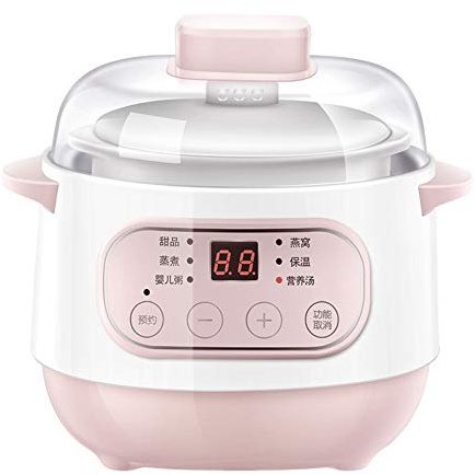 XLLLL Electric Stew Pot 1L Ceramic Liner Slowcooker Household Multi-Function Can Be Reserved Stew Slow Cooker,Pink