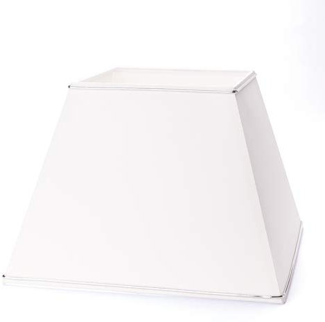 Hochwertiger Lampenschirm Stoffschirm weiß mit Silberkante eckig 30cm x30cm