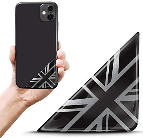 Biomar Labs 2 x 3D Gel Silikon Aufkleber Nummernschild Kennzeichen Tuning Auto Helm Tablet Laptop Handy UK Großbritannien Union Jack Flagge Fahne Silber F 141