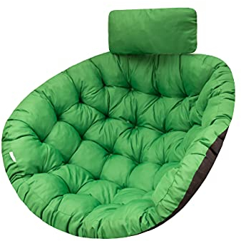 Hängesessel Kissen, Auflage für Polyrattan/Rattan Hängeschaukel, Polster, Hängekorb, Schaukel Korb, Schaukelkissen Rückenkissen in der Farbe Grün