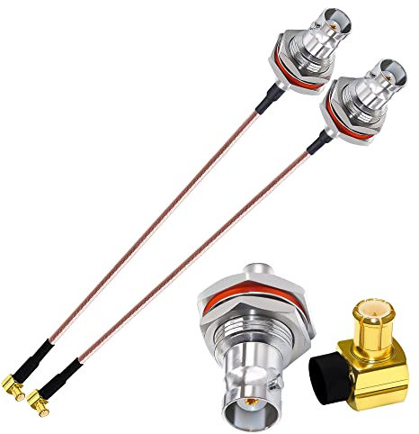 TUOLNK 2er Pack 6 Zoll BNC Buchse zu MCX Stecker rechtwinkliges Koaxialkabel RG316 MCX rechtwinkliger Stecker zu BNC Buchse Schott Pigtail Kabel BNC Buchse zu MCX Stecker HF Verlängerungskabel