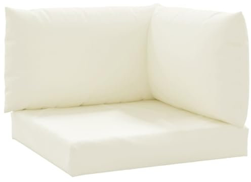 vidaXL Palettenkissen 3-TLG., Palettenauflage für Europaletten, Palettenpolster Palettensofa Outdoor Indoor, Sitzkissen Rückenkissen Seitenkissen, Cremeweiß Oxford-Gewebe