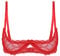 Mufeng Women's Sheer Lace 1/4 Cups Shelf Bra Lingerie Push Up Underwire Bra Balconette Underwear Red L