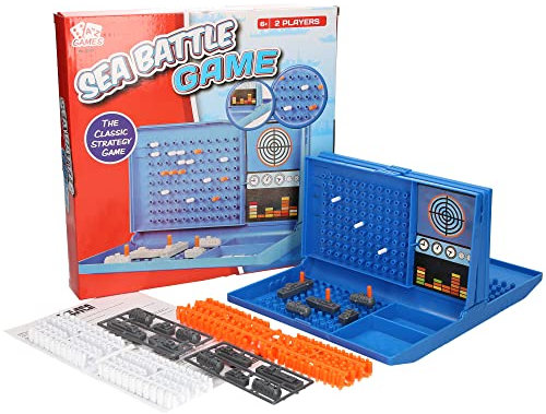 Sea Battle Game, Classic 2-Player Strategy Board Game for Ages 6+, with Ships and Target Grid