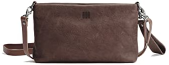 Biba Tasche für Damen aus echtem Leder, Umhängetasche Leather Carolina Out CA1LO, Kurzer und langer Griff, Reißverschluss, Echtes Rindsleder, Dunkelbraun Farbe