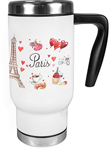Mug thermos blanc avec anse personnalisé photo – Mug ou gobelet isotherme grand format et étanche avec impression photo – Mug thermos personnalisable