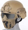 Taktischer PJ Airsoft Fast Helm und Vollgesichtsschutz Maske Set,mit Abnehmbarer Antibeschlagbrille für Paintball CS
