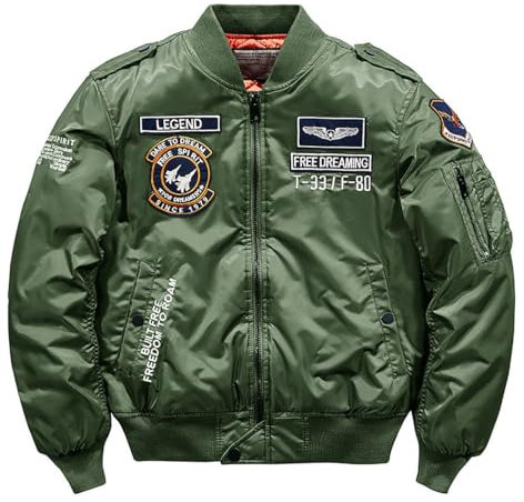 BININBOX Herren Jacke Bomberjacke Übergangsjacke mit Stehkragen (Grün, XL)