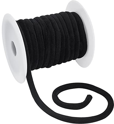 OLYCRAFT Cordoncino rotondo in morbido velluto nero, 9,1 m, 8 mm, per lavori artigianali, con bobina, per choker, collane, gioielli, accessori da cucito, confezioni natalizie
