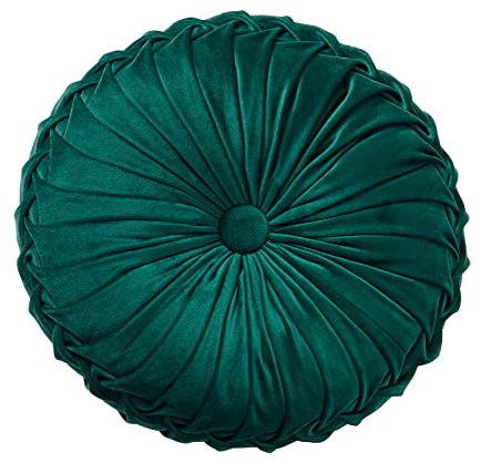 Aixingxing Runde werfen Kissen für Couch 38CM, Kürbis Rad Runde Samt Kissen für Sofa Bett Stuhl Boden Auto nach Hause dekorativ (Dunkelgrün)