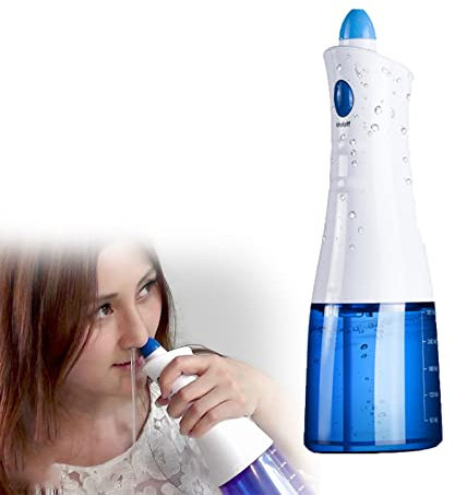 Elektrischer Neti-Topf, Nasenspülsystem Sinus Rinse Kit Nasenspülmaschine mit zwei Ausläufen für Erwachsene und Kinder