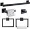 TURS Badezimmer Hardware Set Schwarz Handtuchstange Set mit 2 Handtuchring Toilettenpapierhalter und Handtuchhaken, Edelstahl 5-teilig Badezimmer Zubehör Set Wandhalterung