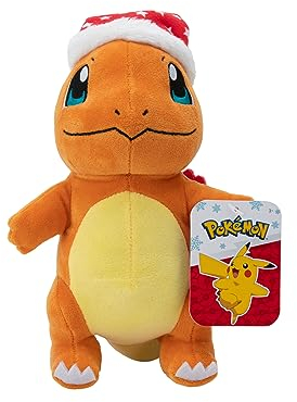Pokémon PKW3103-20 cm Winter Plüsch - Glumanda mit Weihnachtsmütze, offizielles Plüsch