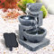 Solar Gartenbrunnen Brunnen Solarbrunnen mit LED-Licht, Zierbrunnen Wasserfall Gartenleuchte Teichpumpe für Terrasse, Balkon, mit Pumpen (Solarbrunnen GRANITSCHALEN-Kaskade mit LED-Licht)