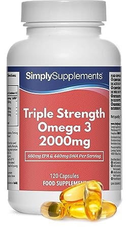 Triple Strength Omega 3 1,000mg | Supports Heart, Brain & Eye Health | Rich in Omega 3 Fatty Acids | 660mg of EPA and 440mg of DHA per Serving | 120 Capsules = 2 Months’ Supply | Made in UK