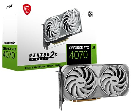 MSI Gaming GeForce RTX 4070 12GB GDRR6X 192-Bit HDMI/DP Nvlink TORX Fan 4.0 Ada Lovelace Architecture Graphics Card (RTX 4070 Ventus 2X White 12G OC)