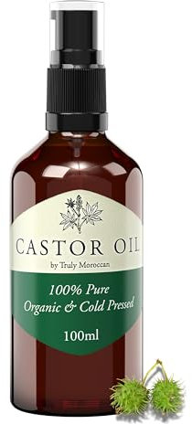 Organic Castor Oil | Pure Cold Pressed Castor Oil for Eyebrows, Eyelashes, Hair Growth, Nails & Skin (100ml) Hexane Free