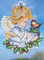 Plauener Spitze Fensterbild Weihnachten Engel Gold 27 cm Fensterdekoration Weihnachtsdekoration Fensterschmuck mit Saugnapf