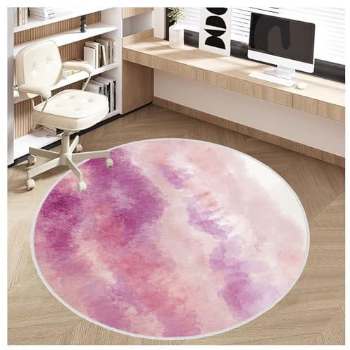 Office Chair Mat for Hardwood Floor, 4ft/48in Round Chair Rugs Floor Protectors, Desk Chair Mat for Rolling Chair, Anti-Slip Computer Chair Mat, Carpet Mats for Home Office(Pink)