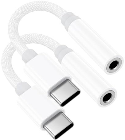 USB C auf Klinke Adapter 2 Stück 【MFi Zertifiziert】 USB-C-auf-Klinke 3.5mm Kopfhörer Adapter Kompatibel mit iPhone 15/15 Pro/15 Pro Max/16/16 Pro/16 Pro Max, Samsung Galaxy S24 S23 S22