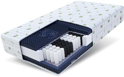 FDM Noir Matratze 180x200 cm Kaltschaum Taschenfederkern Höhe 23 cm Härtegrad H3 und H4 HR-Schaum Massage Öko-Tex Allergikergeeignet AloeVera Bezug Waschbar