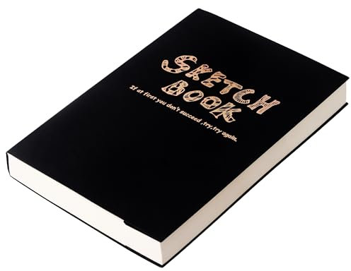 SuyuanArt Rustic Bound Sketchbook, Kraft Paper Cover Blank Journal Notebook for Drawing, Sketching, Doodling with Hardcover,Open Flat,A5,120 Sheets,Acid-Free,for Artist, Pencil, Charcoal, Ink (Black)