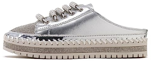 Glitzerschuhe Für Damen: Outdoor Running Freizeit Atmungsaktiv Glitzer Sneaker Turnschuhe mit Schnürung 40 Fitnessstudio Flach Laufschuhe Pailletten Schuhe Silber Elegant Sportschuhe Glitzer Schuhe