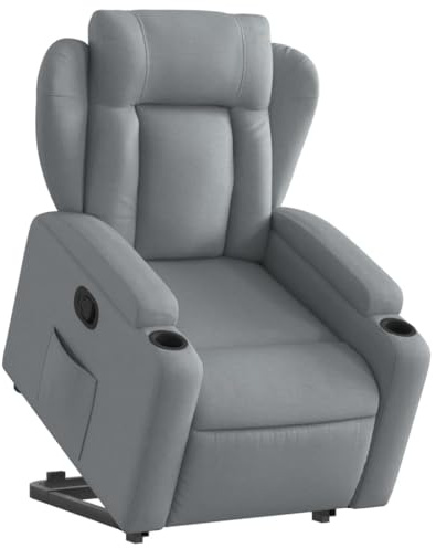 vidaXL Relaxsessel, Sessel mit Aufstehhilfe, Fernsehsessel mit Liegefunktion, Liegesessel Aufstehsessel für Wohnzimmer, Hellgrau Stoff