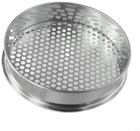 Setaccio per terreno da 20 cm, in acciaio, setaccio da giardino a rete, setaccio per compost, vassoio da giardinaggio, foro rotondo da 6 mm, 7 mm, 12 mm (foro rotondo 7 mm)