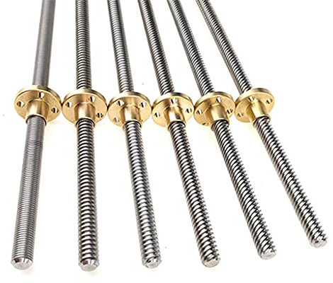 Pièces d'imprimantes 3D T8 vis sans fin, pas 1mm plomb 1 2 4 8 10 12 14mm 100mm 200mm longues vis de type T avec écrou, 1 pièces (Color : Lead 1MM, Size : 100mm)