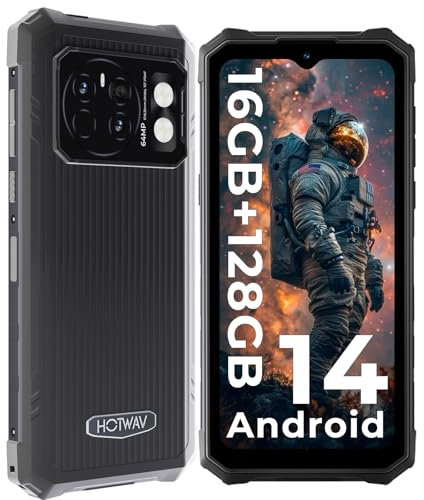 HOTWAV Cyber 13 Rugged Smartphone 2024, 6,6''HD+,12GB+128GB/1TB 10800mAh 150LM Camping Light Android 14 Telefono Rugged, 64MP+16MP Octa-Core IP68IP69K 4G Dual SIM 5G WiFi Rugged Phone NFC/OTG/GPS